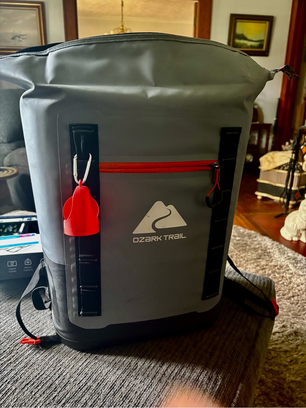 Ozark Trail Gray Backpack with Red Accents